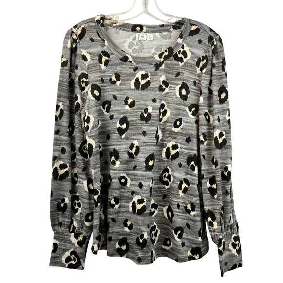Maurices Womens Cheetah Print Top Long Sleeve Gray/Multi Size Medium Soft - Picture 1 of 8